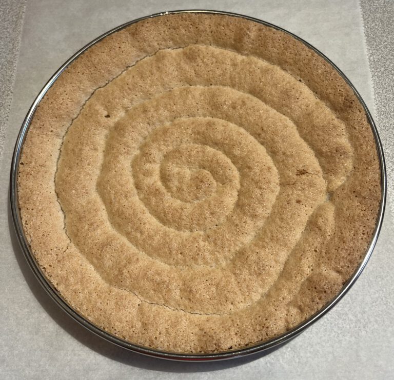 Daquoise aux amandes à la sortie du four